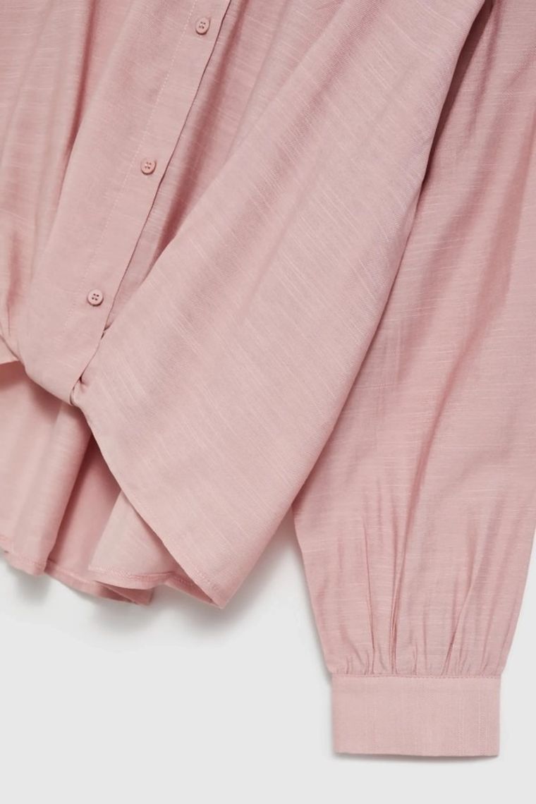 Koszula damska z długim rękawem, różowa, Moodo