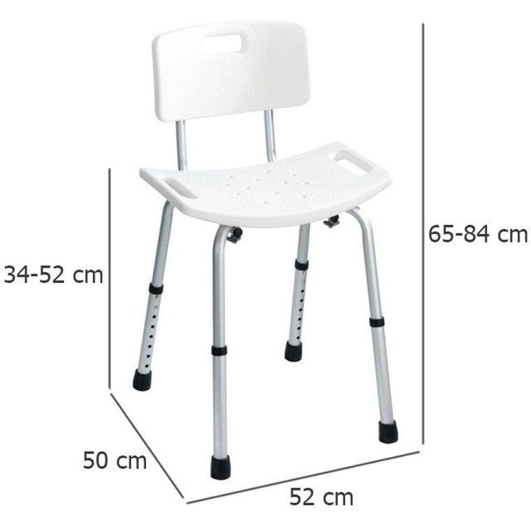 Krzesło pod prysznic z oparciem i regulacją wysokości, Secura