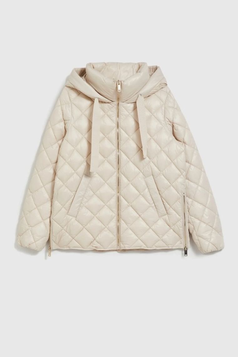 Kurtka damska z kapturem, beżowa, Moodo