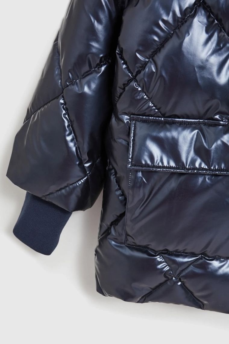 Kurtka damska z kapturem, granatowa, Moodo