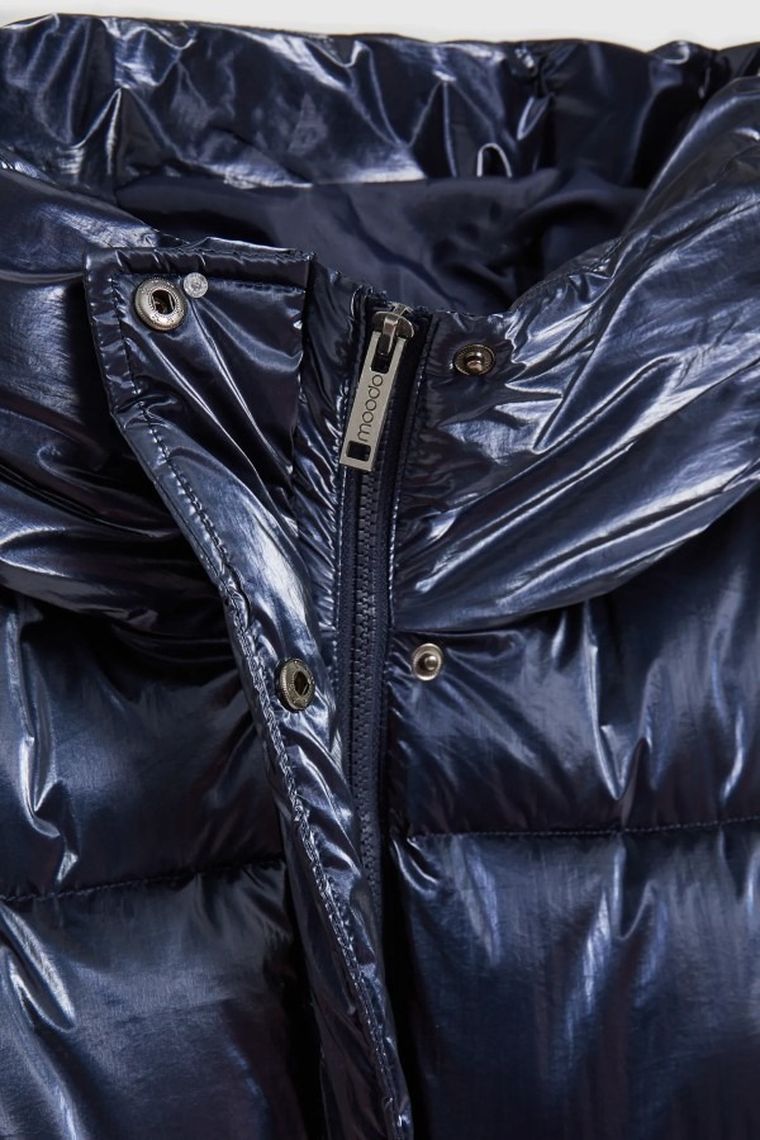 Kurtka damska z kapturem z kapturem, granatowa, Moodo