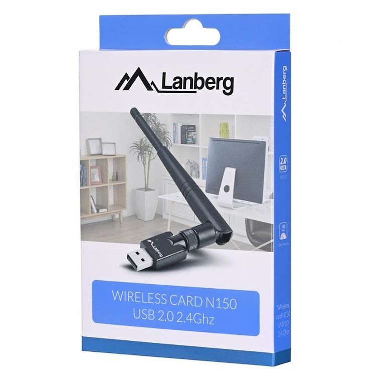 Lanberg, karta sieciowa, N150 NC-0150-WE, USB 2.0, Złącze anteny WiFi