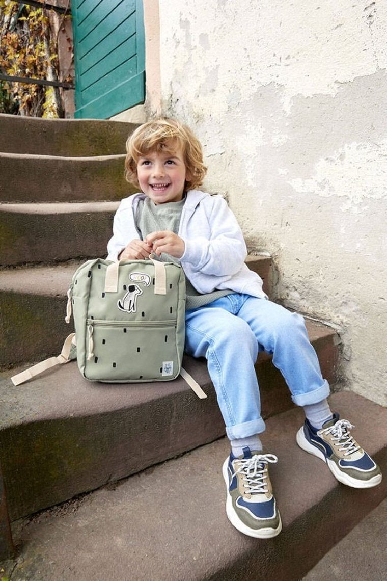 Lassig, Happy Prints, plecak dla przedszkolaka, kwadratowy, oliwkowy