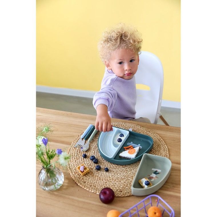 Lassig, Tiny Team, zestaw silikonowych naczyń, piesek, 3 szt.