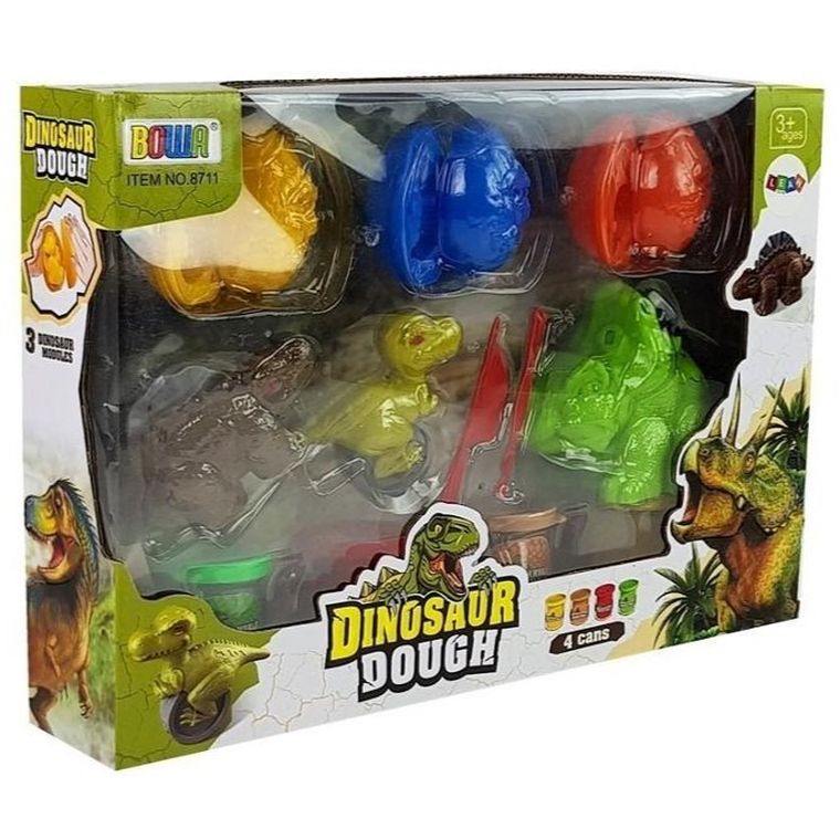 Lean Toys, Dinozaury, masa plastyczna z foremkami, 12 elementów