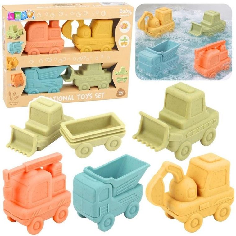 Lean Toys, gumowe pojazdy do rozłączania, zabawka do kąpieli, 4 szt.