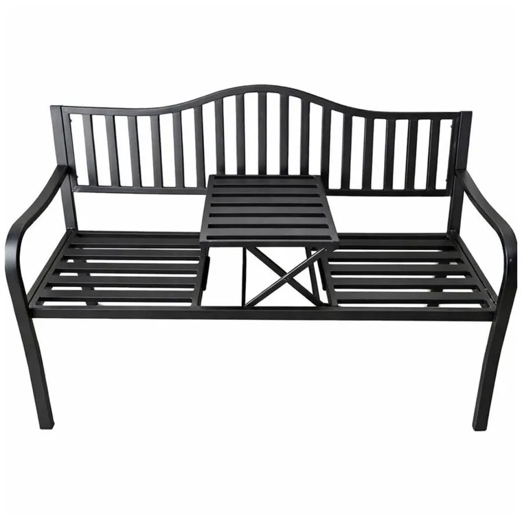 Lean Toys, ławka ogrodowa, metalowa, czarna, 150 cm