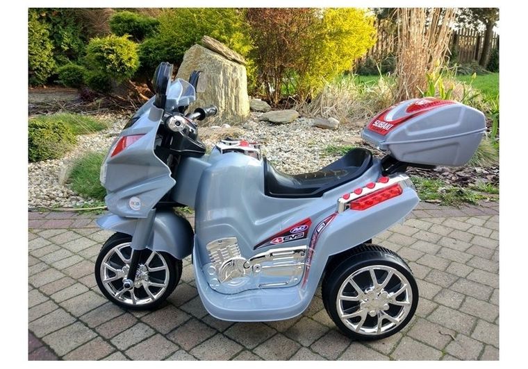 Lean Toys, Motor, pojazd na akumulator, srebrny