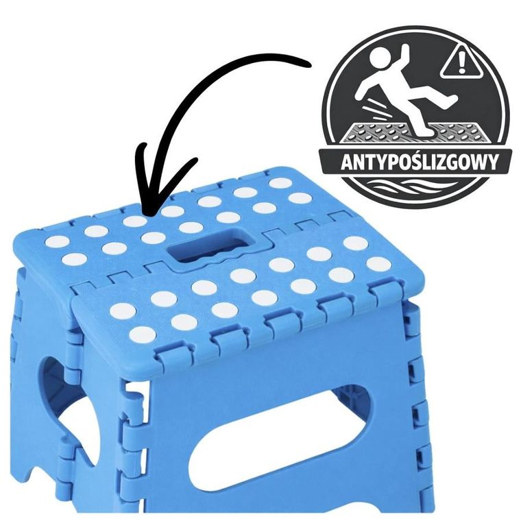 Lean Toys, stołek, składany podnóżek antypoślizgowy, niebieski, 24-19 cm