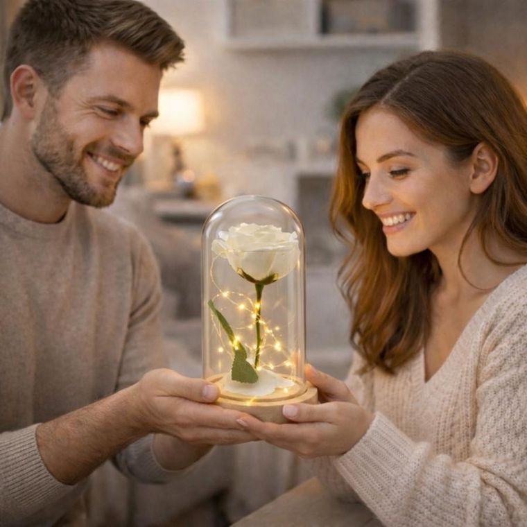 Lean Toys, wieczna róża w kopule, z oświetleniem LED