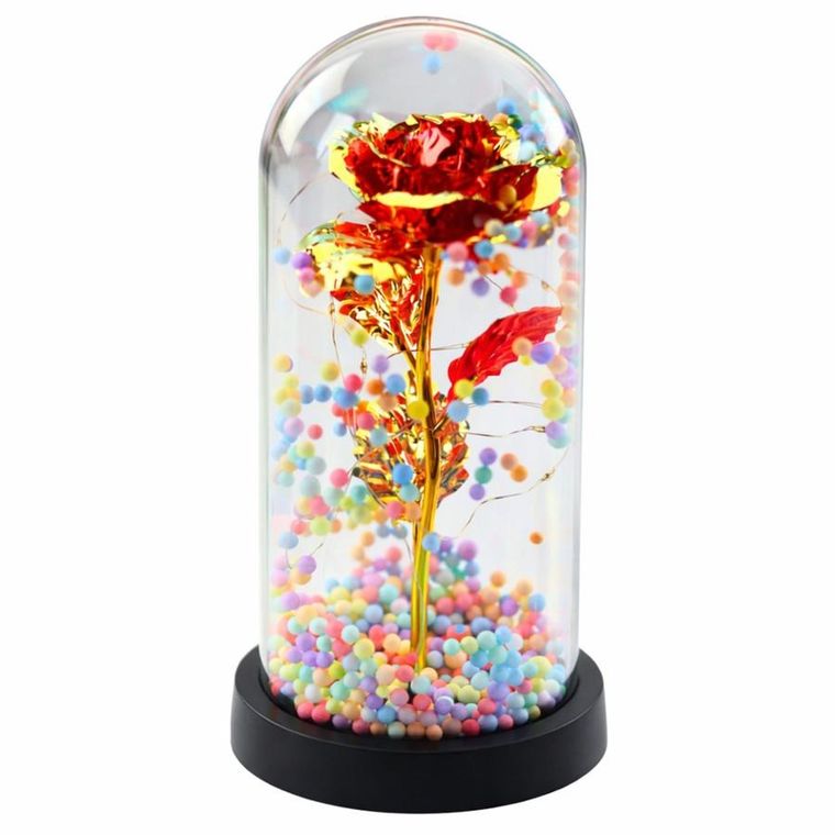 Lean Toys, wieczna róża w kopule, z oświetleniem LED