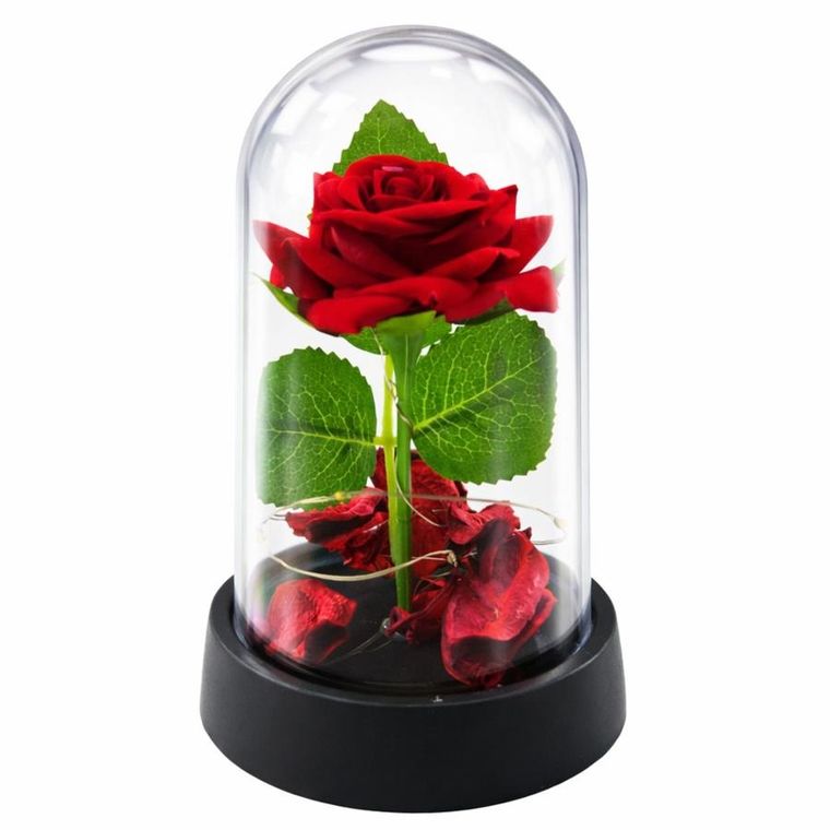 Lean Toys, wieczna róża w kopule, z oświetleniem LED, czerwona, 14-8 cm