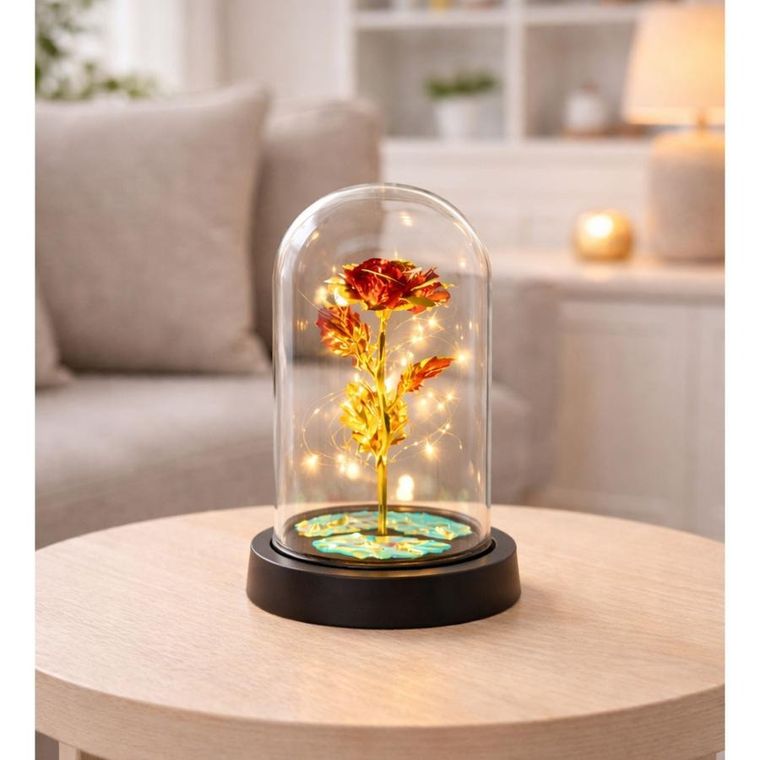 Lean Toys, wieczna róża w szkle, oświetlenie LED, czerwona