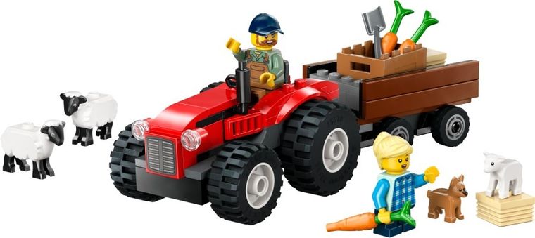 LEGO City, Czerwony traktor z przyczepą i owcą, 60461