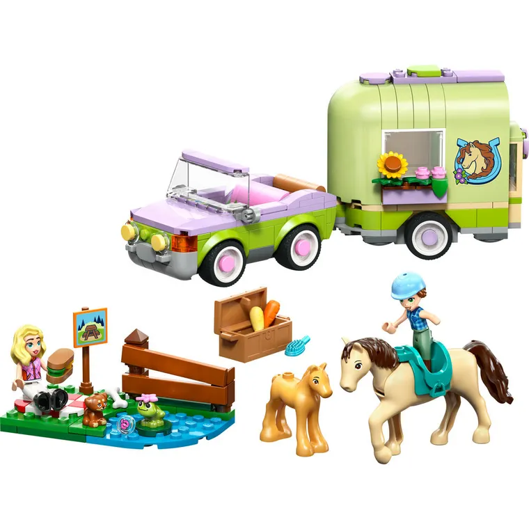 LEGO Friends, Przyczepa z koniem i źrebaczkiem, 42695