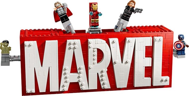 LEGO Marvel, Logo MARVEL z minifigurkami, 76313