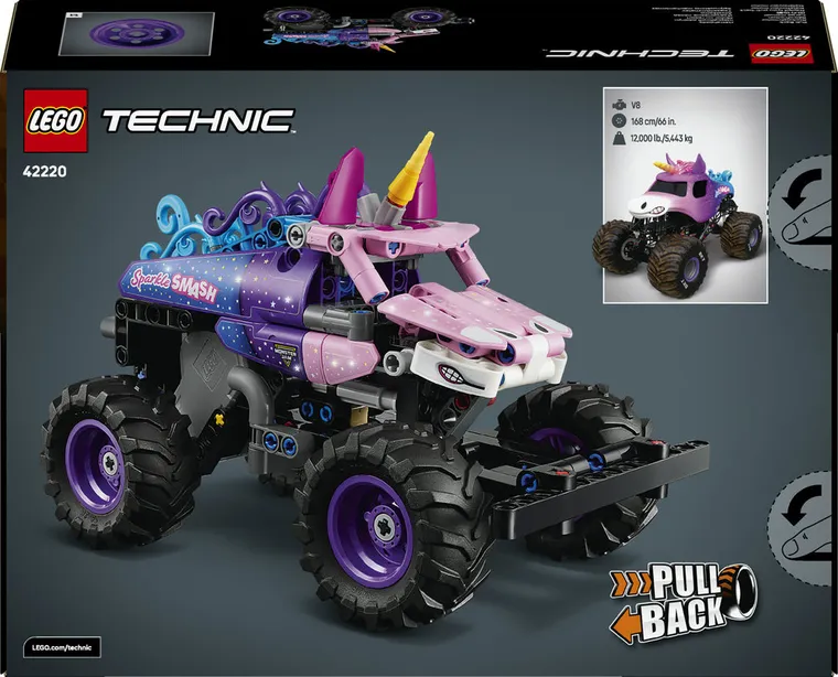 LEGO Technic, Monster Jam Sparkle Smash z napędem typu pull-back, 42220
