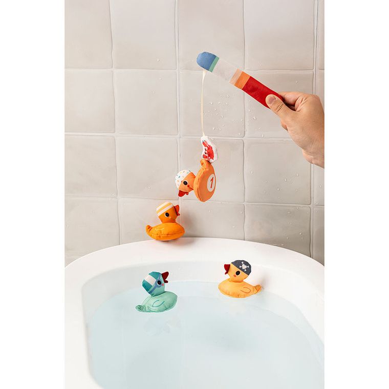 Lilliputiens, Kaczorek Gaspard, zabawka do kąpieli, zestaw do wędkowania, 12m+