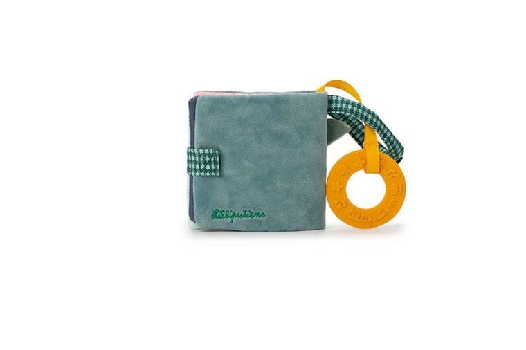 Lilliputiens, Smok Joe, miękka mini-książeczka z silikonowym gryzakiem, 6m+