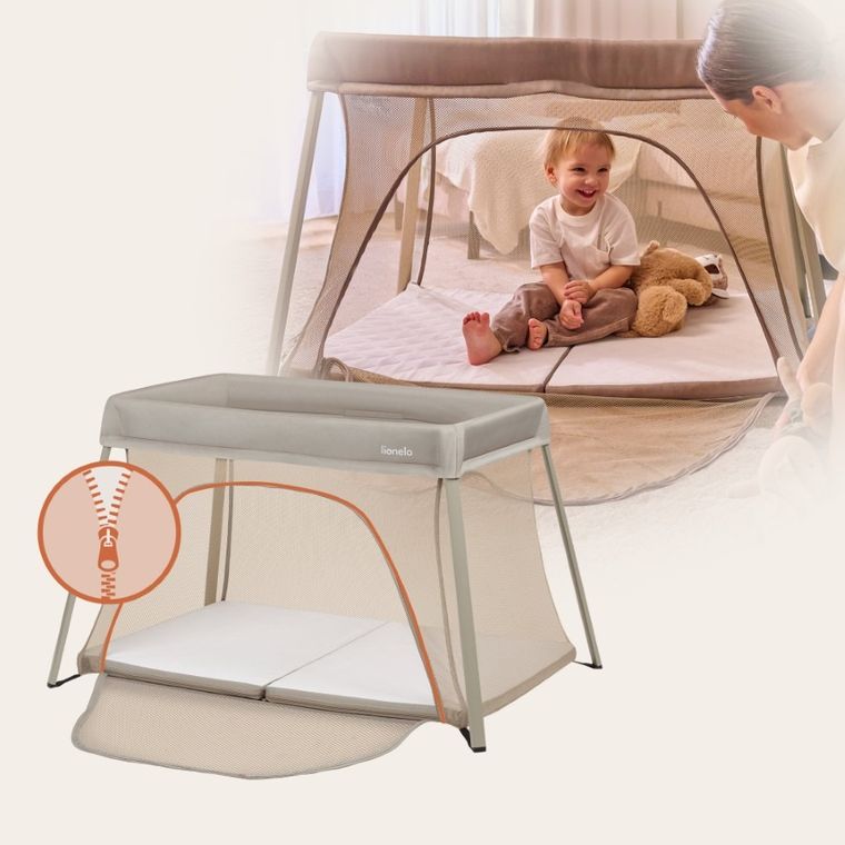 Lionelo, Alice, łóżeczko turystyczne, 3w1, Beige Olive