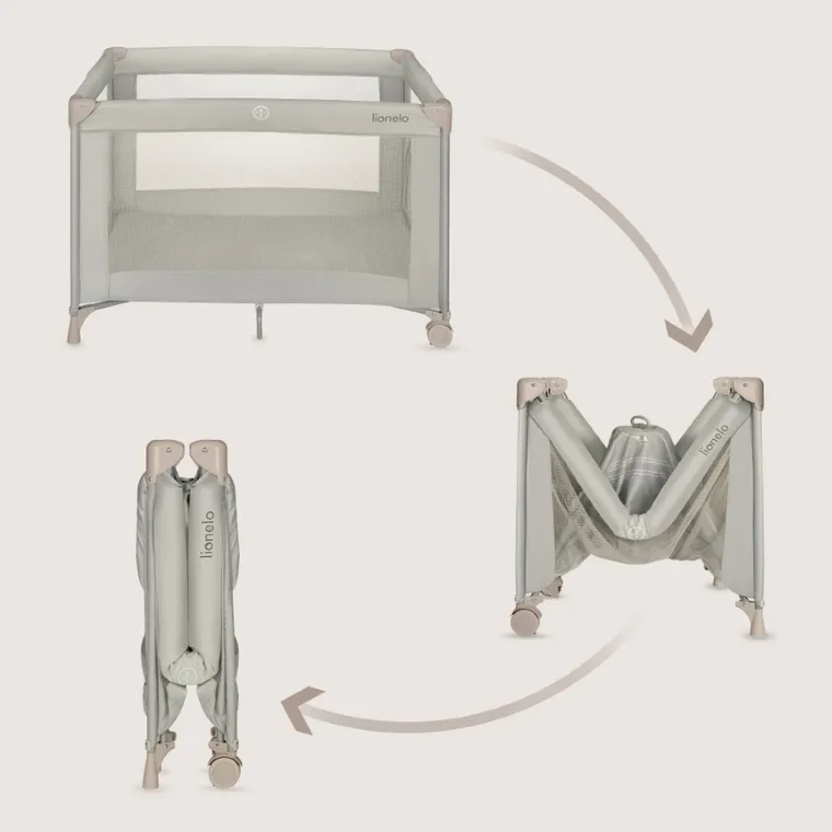 Lionelo, Amelie, kompaktowe łóżeczko turystyczne, beige sand