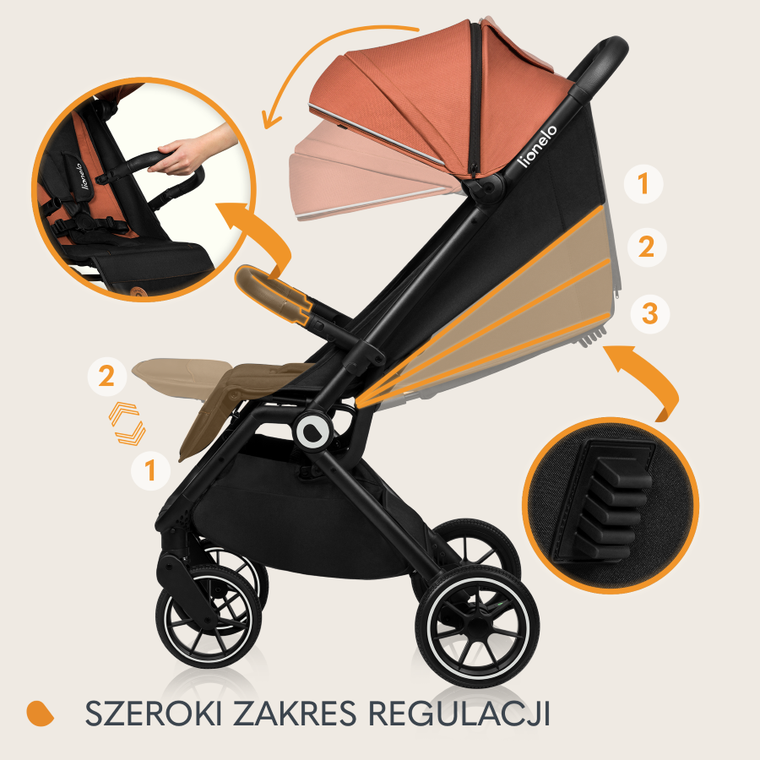 Lionelo, Cloe, wózek spacerowy, Brown Rust