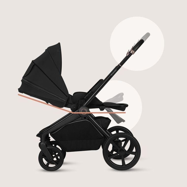 Lionelo, Freya, wózek wielofunkcyjny, składana gondola, 3w1, black onyx