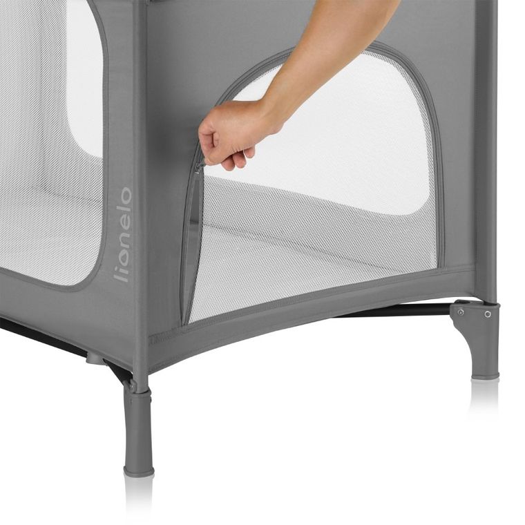 Lionelo, Jasmin, Easy Fold, łóżeczko turystyczne, grey stone