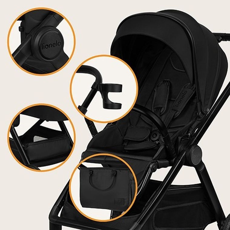 Lionelo, Layla, wózek wielofunkcyjny, 2w1, Black Onyx