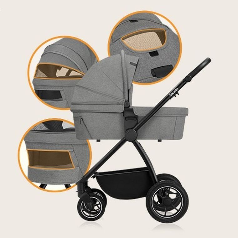 Lionelo, Meril, wózek wielofunkcyjny, 3w1, Grey Stone