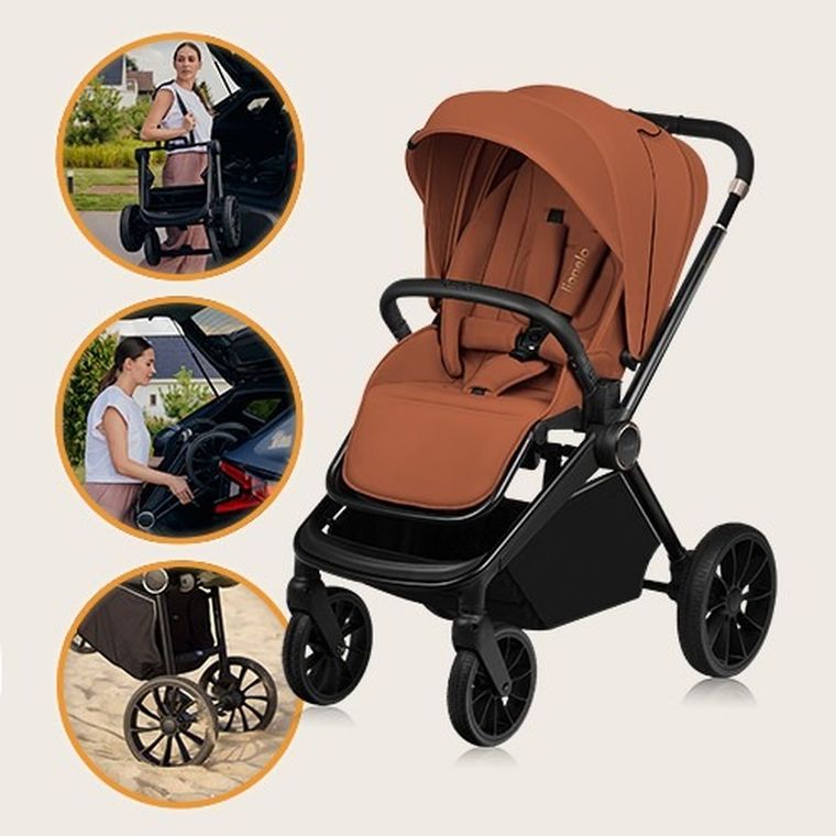 Lionelo, Mika Plus, wózek wielofunkcyjny, 2w1, Brown Rust