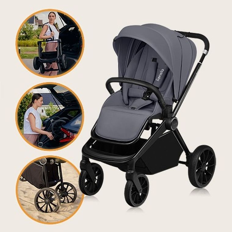 Lionelo, Mika Plus, wózek wielofunkcyjny, 2w1, Grey Stone