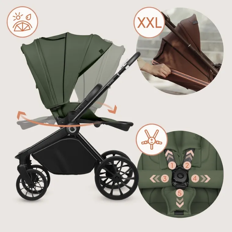 Lionelo, Mika Plus, wózek wielofunkcyjny, 3w1, Green Olive