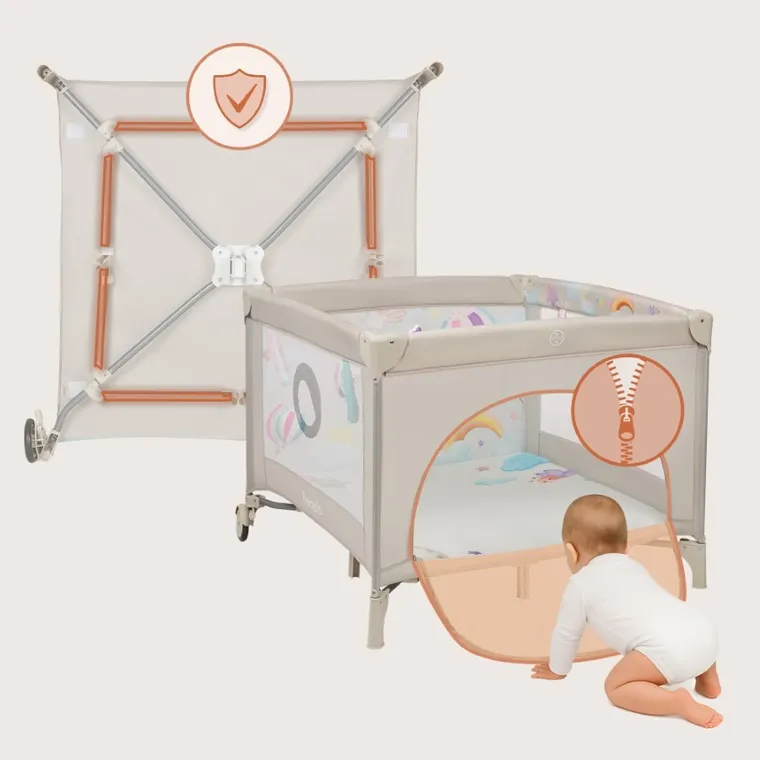 Lionelo, Mille Plus, kojec wielofunkcyjny, grey beige