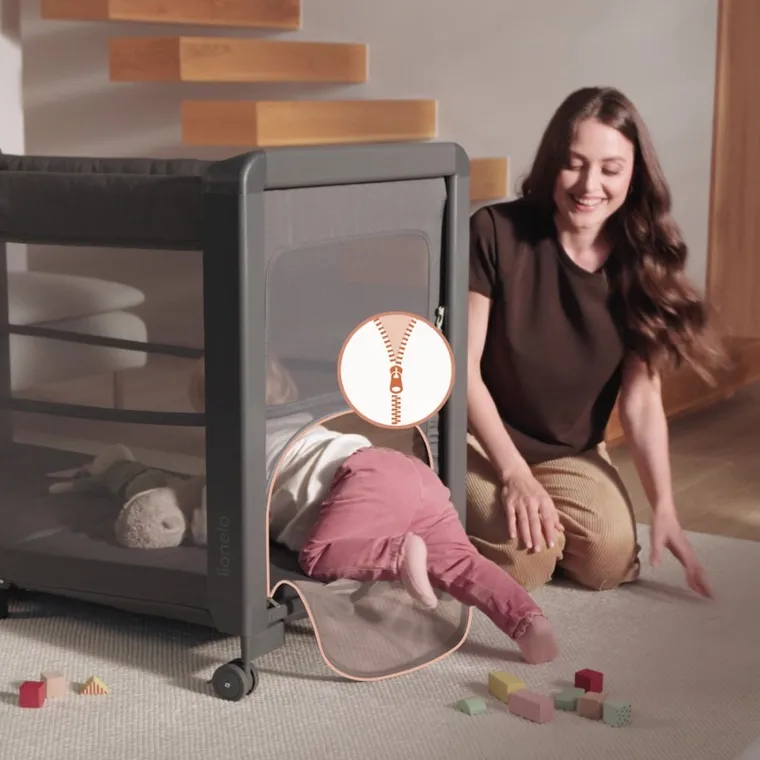 Lionelo, Patty, łóżeczko turystyczne z dostawką, Grey Graphite