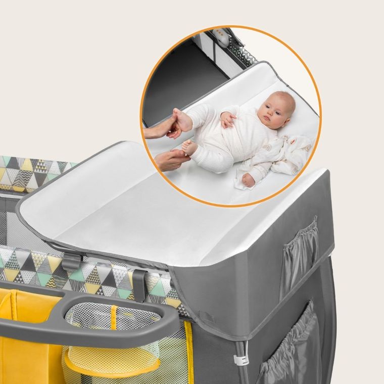 Lionelo, Sven Plus, łóżeczko turystyczne, Yellow Scandi