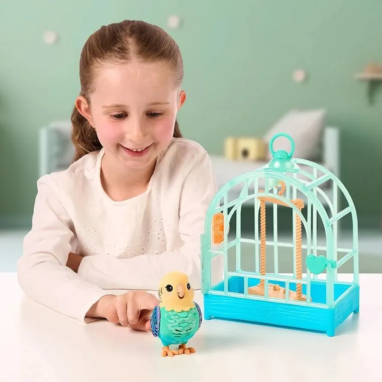 Little Live Pets, Mój Prawdziwy Ptaszek, Indie, ćwierkający ptaszek w klatce, zabawka interaktywna, niebieski
