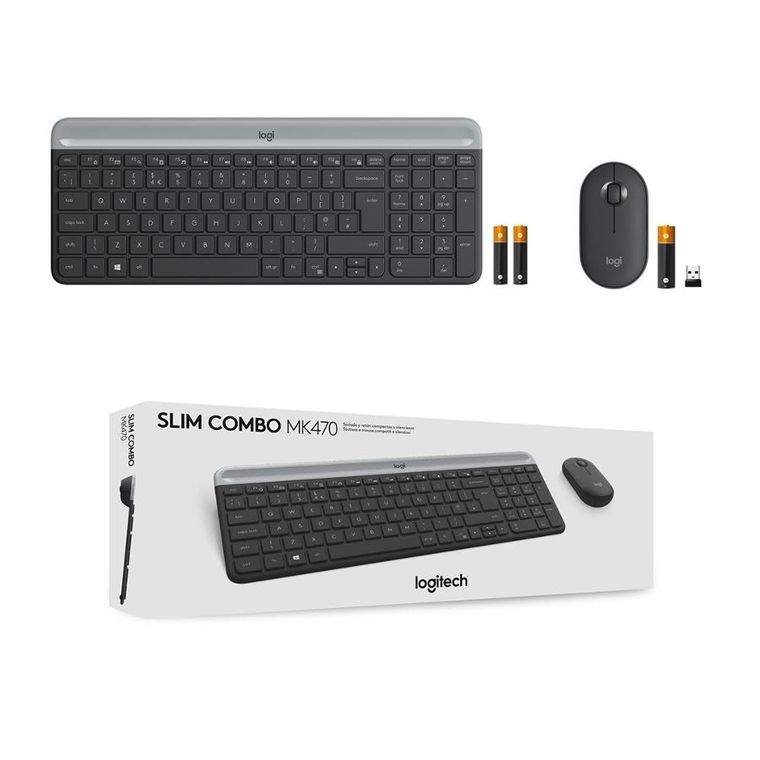 Logitech, Wireless Keyboard And Mouse Combo, zestaw, klawiatura, mysz, graphite