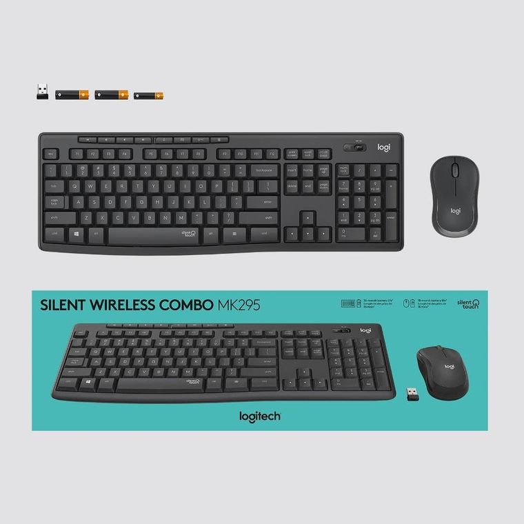 Logitech, zestaw bezprzewodowy, klawiatura + mysz, MK295, grafitowy