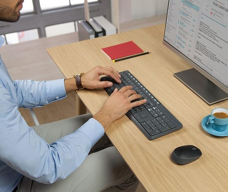 Logitech, zestaw, klawiatura membranowa, mysz optyczna, MK235, 920-007931, USB 3.0, szary