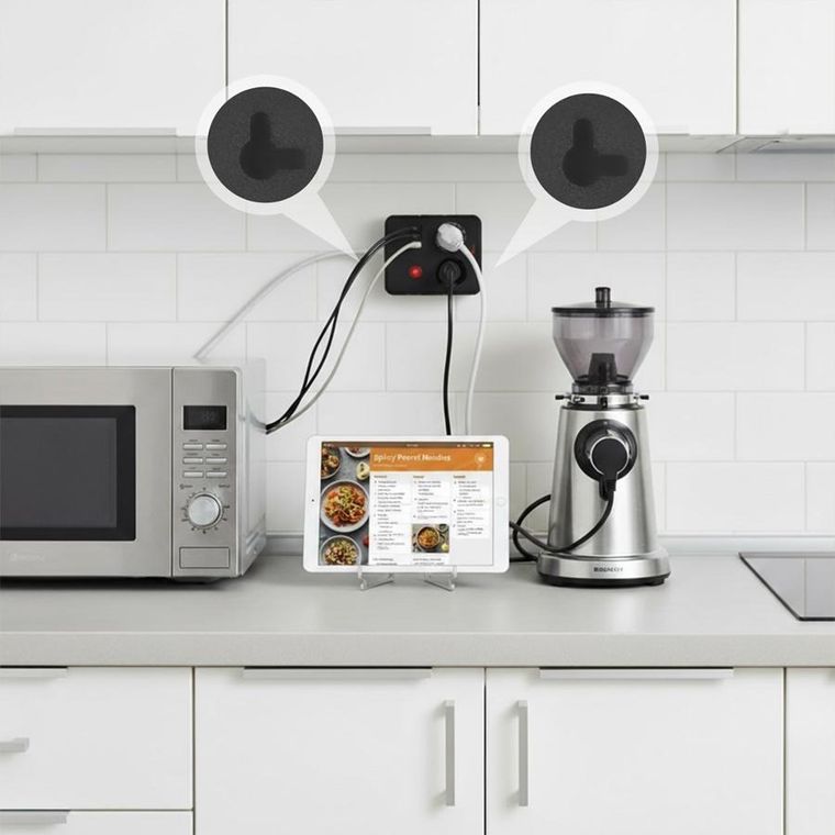 Maclean, listwa zasilająca, 2 gniazda, 3xUSB, 110-240V, AC 50/60HZ, 2.1A, 2500W, czarna, 1,5m, MCE387 B