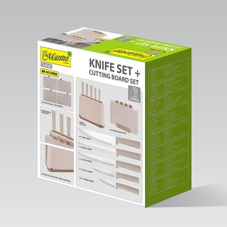 Maestro, zestaw noży i desek, beżowy, MR-1412