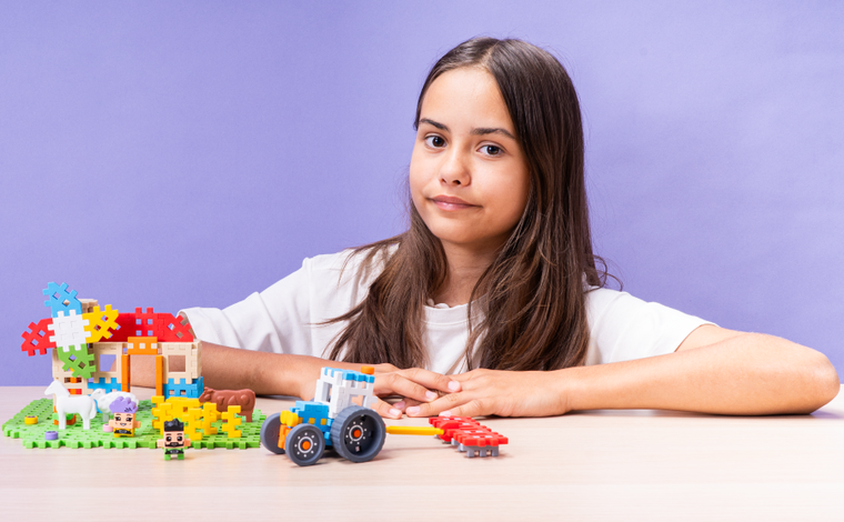 Marioinex, Mini Waffle, Farmer, Zakręcony Młyn, klocki konstrukcyjne, 109 elementów