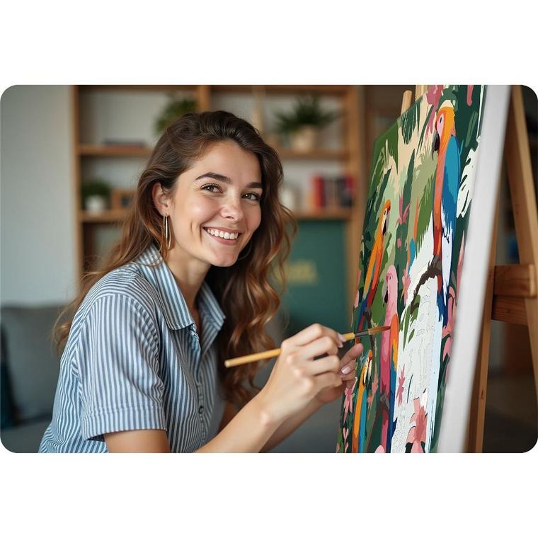 Massido, obraz do malowania po numerach, Papugi, 40-50 cm