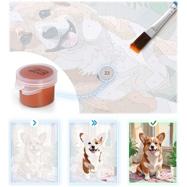 Massido, obraz do malowania po numerach, Piesek Corgi, 40-50 cm