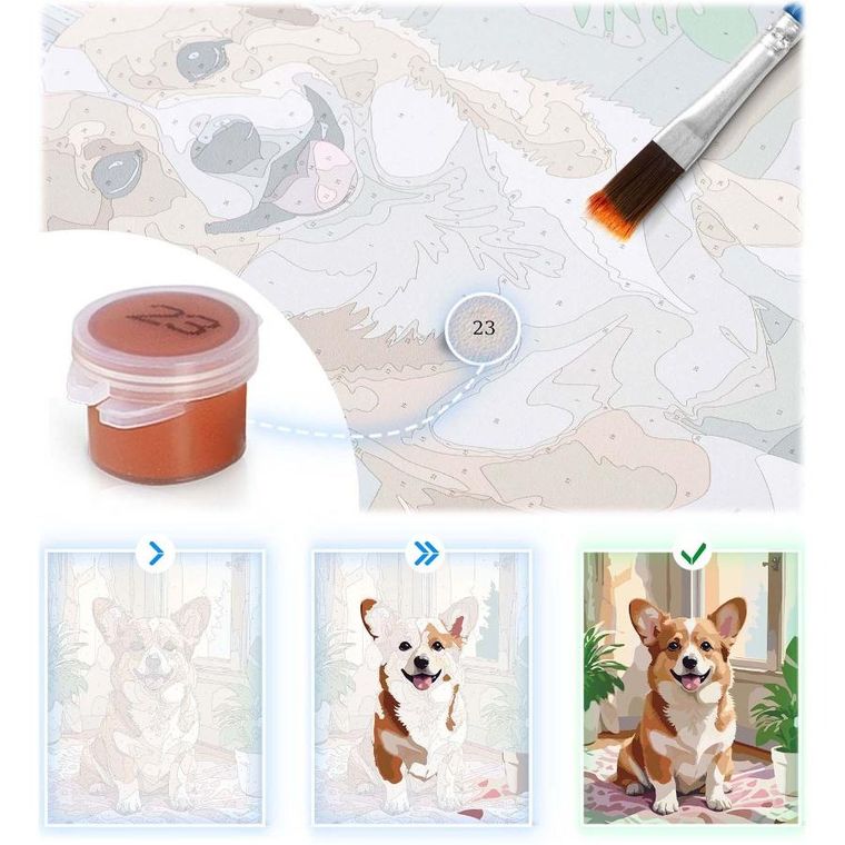 Massido, obraz do malowania po numerach, Szczenięta, 40-50 cm