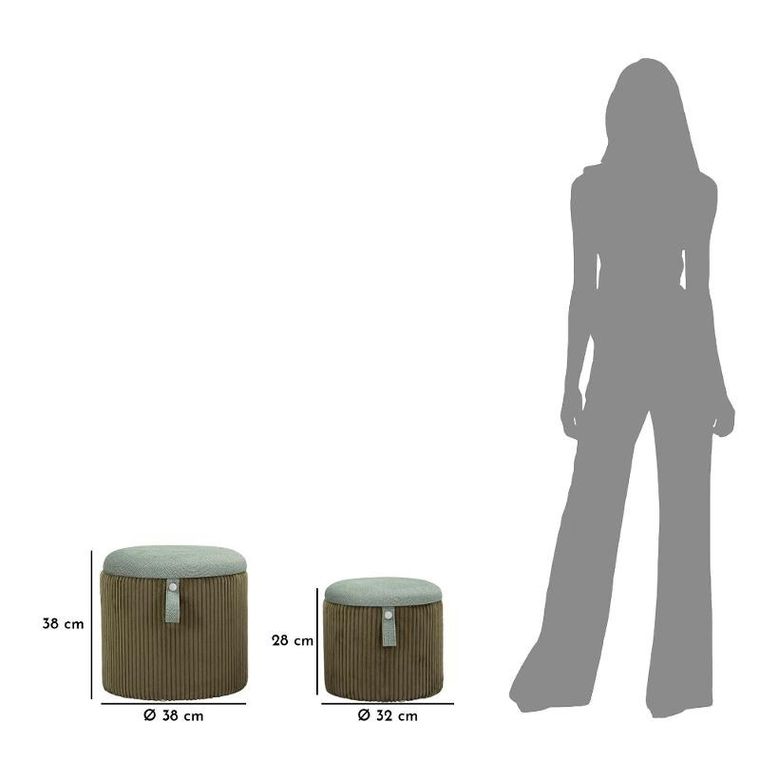 Mauro Ferretti, Bolzano, zestaw puf ze schowkiem, średnica 38 cm, średnica 32 cm