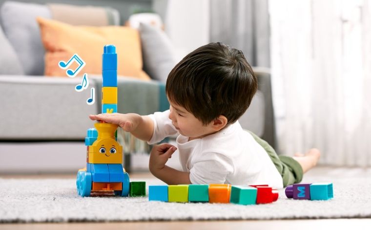 Mega Bloks, Muzyczny pociąg ABC, klocki, 50 elementów