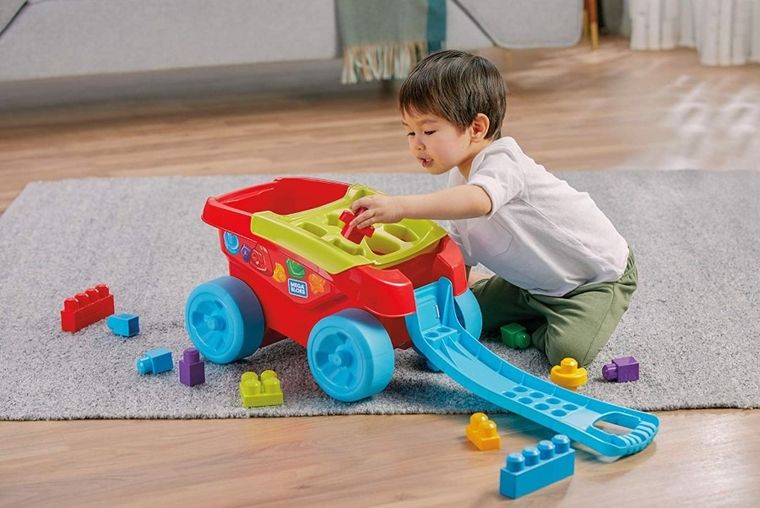 Mega Bloks, Wózek - sorter kształtów, klocki, 25 elementów