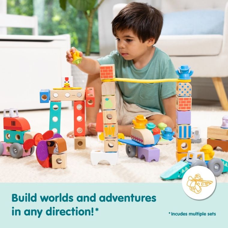 Melissa & Doug, Blockables, Drewniane Zwierzątka, drewniane klocki, 16 elementów